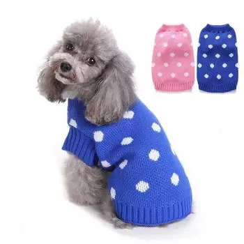 Одежда для собак Чихуахуа Свитер для маленьких собак Зимняя одежда для кошек-сфинксов Свитер для йорков Теплая одежда для собак S синий