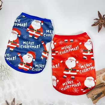 Одежда для собак для маленьких и средних собак, кошек, осень-зима, рождественский принт, безрукавка для вечеринки, удобная одежда для домашних животных S