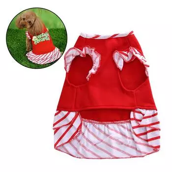 Одежда для собак и кошек из полиэстера, мягкое рождественское платье, костюм для праздничной вечеринки XS