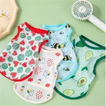 Одежда для собак Костюм для собак Летний тонкий принт для маленьких собак Щенок Девочки Милая футболка с солнцезащитным кремом для собак Охлаждающий жилет для собак Чихуахуа Уникальный XL зелёный