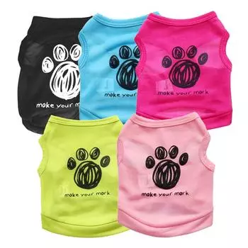 Одежда для собак, летняя одежда для домашних животных, футболка для кошек, рубашки для котят, наряд для щенка, жилет для чихуахуа, мопса XS чёрный