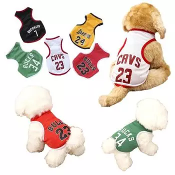 Одежда для собак, летняя спортивная баскетбольная майка, жилет для кошек, сетчатая дышащая футболка для собак, костюм для маленьких и больших собак XS белый