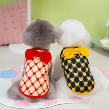 Одежда для собак Love Plaid Dog Hoodie с бархатным бантом в сравнении с Bear Yorkshire Velvet Pet Clothes Собачья рождественская одежда XS