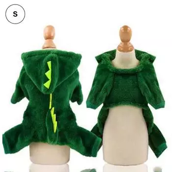 Одежда для собак маленьких и средних собак с бархатной одеждой для кошек с динозаврами S