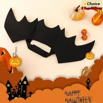 Одежда для собак на Хэллоуин с крыльями летучей мыши, милый костюм кошки, ошейник для собак с крыльями летучей мыши и тыквенным колокольчиком, костюм летучей мыши, украшение для вечеринки S
