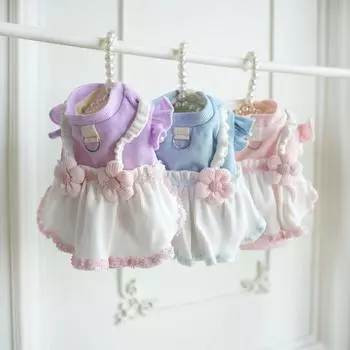 Одежда для собак на осень и зиму для маленьких и средних размеров, юбка для собак, вязаная юбка из ниток подсолнечника, плюшевая юбка для кошек, устойчивая к холоду XS