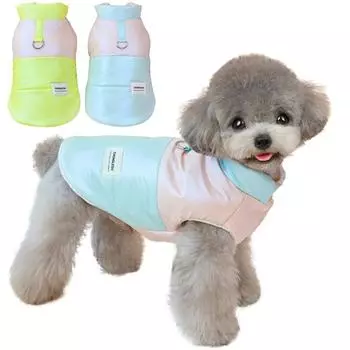 Одежда для собак Осень-зима Хлопковое пальто с цветными блоками Водонепроницаемый жилет для собак L