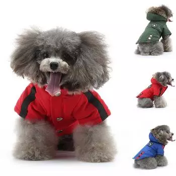 Одежда для собак с 2 ногами, пальто для кошек и щенков, зимние толстовки, теплый свитер, куртка, одежда S синий