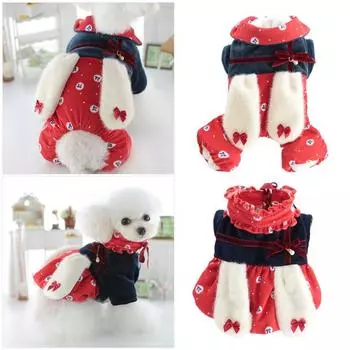 Одежда для собак с большими ушами, утолщенная теплая пуговица на четырех ножках, удобная в носке M