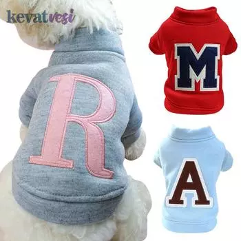 Одежда для собак с буквами, зимнее теплое пальто для домашних животных для маленьких средних собак, куртка для кошек, флисовая толстовка для щенков, костюм Тедди Бишона, одежда для домашних животных XS красный