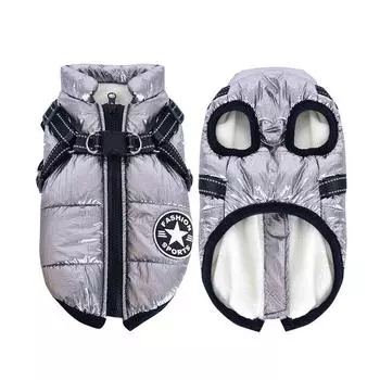 Одежда для собак, теплая куртка для домашних животных, светоотражающий утолщенный жилет из хлопка для собак S серебряный серый