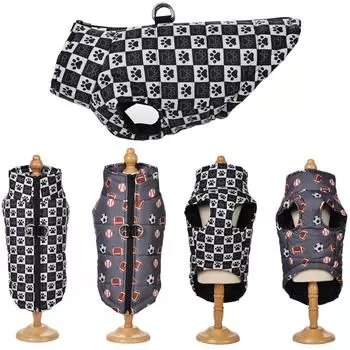 Одежда для собак Теплая куртка Зимняя одежда для щенков Для маленьких, средних и больших собак, кошек Ветрозащитное водонепроницаемое пальто Йоркширский чихуахуа S чёрный