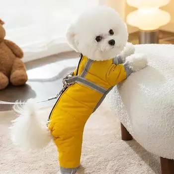 Одежда для собак теплая зимой Простая и светоотражающая Может вести маленьких собак Утолщенная одежда с хлопковой подкладкой для четвероногих питомцев XS (weight 1-1.5 kg)