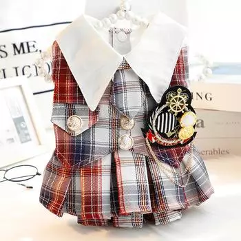 Одежда для собак Весна и осень Клетчатое платье Тонкое платье принцессы для кошек Плюшевое пальто для маленьких собак Одежда для собак для маленьких собак XS