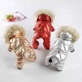 Одежда для собак, водостойкий меховой капюшон с меховым капюшоном, комбинезон для щенков, пальто, утепленный теплый пуховик для маленьких собак 10