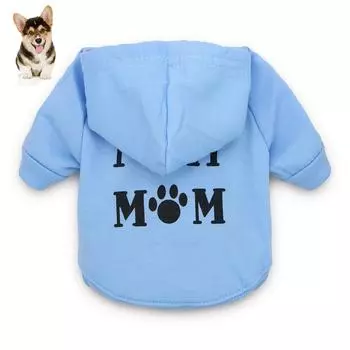 Одежда для собак Я люблю мою маму Принтованная толстовка Толстовка для щенка Теплая одежда для щенка Толстовка чёрный