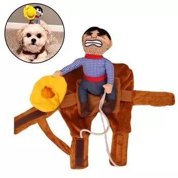 Одежда для собак, забавная одежда для косплея для домашних животных, одежда для Хэллоуина, ковбойский наездник, щенок, кошки, костюмы для маленьких и средних собак, французская йоркширская праздничная одежда для французского бульдога XL