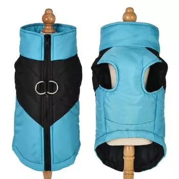 Одежда для собак зимняя теплая куртка для маленьких и средних собак, пальто для кошек с высоким воротником, водонепроницаемый костюм для щенка йоркширского терьера S синий