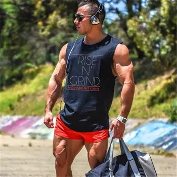 Одежда для спортзала, мужские хлопковые майки для фитнеса, мужские топы-стрингеры для бодибилдинга, рубашка без рукавов для тренировок, жилет с мышцами, мужские майки M