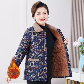 Одежда для среднего возраста зимняя куртка на хлопковой подкладке с начесом и утолщением 50 одежда для мам зимняя одежда на хлопковой подкладке теплая короткая куртка на хлопковой подкладке XL (90-52.5 kg) красный