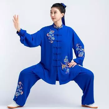 Одежда для тайцзи Женская одежда для выступлений Одежда для практики тайцзи Весенний костюм в китайском стиле Тан Вышивка XXL белый