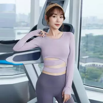 Одежда для тренировок, женская быстросохнущая футболка, одежда для йоги, тонкие сексуальные колготки, спортивные топы с длинными рукавами для бега, тонкие срезы