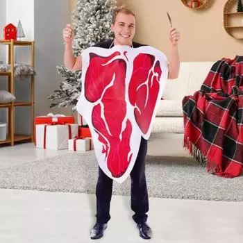 Одежда для выступлений Поддельный стейк на шее Яркий цвет Свободный Хэллоуин Косплей Сценическое выступление