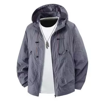 Одежда для защиты от солнца из ледяного шелка для мужчин летом, Ультратонкая и дышащая одежда для занятий спортом на открытом воздухе, Одежда для кожи, Мужская одежда для защиты от солнца L серый