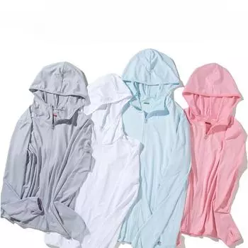 Одежда для защиты от солнца Женская одежда для защиты от солнца Летняя одежда из ледяного шелка Тонкая анти-ультрафиолетовая одежда для рыбалки Одежда для спорта на открытом воздухе XXXXL белый