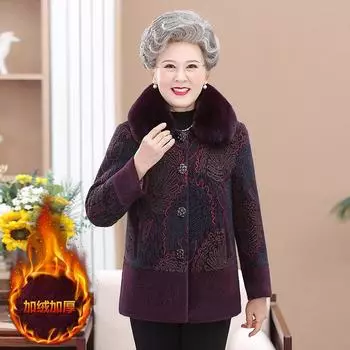 Одежда для женщин среднего и пожилого возраста, осенне-зимняя норковая бархатная куртка, новая свободная одежда для мам, утолщенный топ, одежда для бабушек 60 лет и 70 лет 1XL