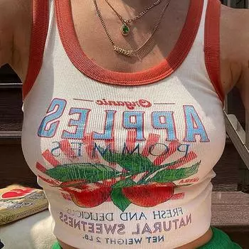 Одежда E-girl Y2K, милый персиковый вязаный укороченный жилет с буквенным принтом в рубчик, уличная одежда, летние женские топы на бретелях без рукавов в стиле Харадзюку S белый