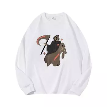 Одежда Ghost Autumn, длинный рукав, чистый хлопок, новый мужской и женский топ, весенний внутренний слой, базовая рубашка, футболка с круглым вырезом и длинными рукавами M коричневый