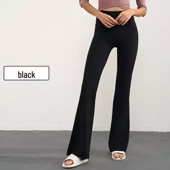 Одежда Хуаньпань Брюки клеш для йоги с высокой талией и ощущением обнаженности - Утягивающие, Эластичные, Повседневная одежда для фитнеса