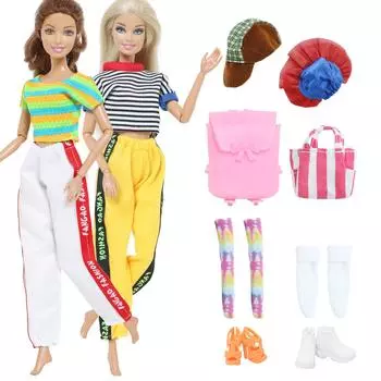 Одежда и аксессуары для кукол 30 см 1/6, спортивная одежда + шапка + сумки + носки, крутая одежда для кукол Барби, подарочный набор игрушек для девочек(НЕТ КУКЛ)