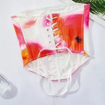 Одежда ins ветер baes подтяжки тело скульптура принт ремни сексуальный топ-труба корсет спинка чистое желание корсет женщины S красный