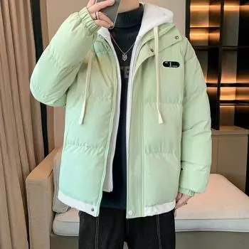 Одежда из двух предметов с хлопковой подкладкой, осенне-зимняя модная пара с капюшоном, утолщенная термоодежда с хлопковой подкладкой S