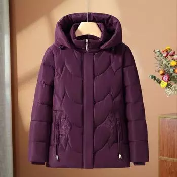 Одежда из хлопка для матерей среднего и пожилого возраста, средние и длинные фасоны, утолщенное и теплое зимнее пальто большого размера XL зелёный