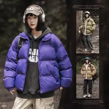 Одежда из хлопка с воротником-стойкой Зимняя одежда для активного отдыха Сочетание цветов Теплая и холодная одежда Парная одежда с защитой от брызг Зимние куртки M чёрный