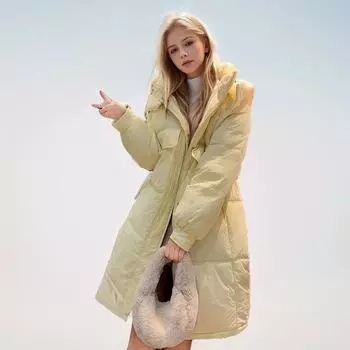 Одежда из хлопка, средней и длинной длины, высококачественная, с капюшоном, большими карманами, свободная, утолщенная куртка M