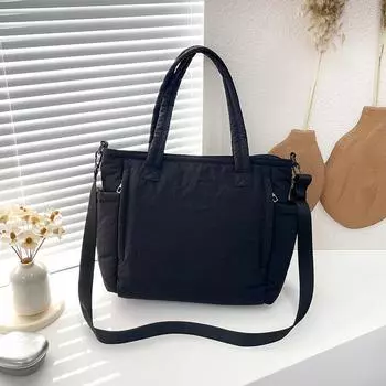 Одежда из хлопка, сумки-шопперы, студентки на занятиях, сумки-мессенджеры, по пути на работу, сумки через плечо, нейлоновые сумки большой вместимости. Length 35 Height 32 Thickness 12 серый