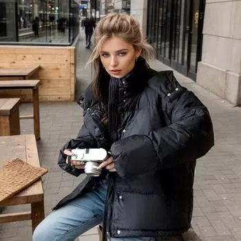 Одежда из хлопка, женская короткая 2024, новая маленькая корейская версия, свободная модная одежда из хлопка, одежда из хлопка, прямая трансляция, тренд S белый