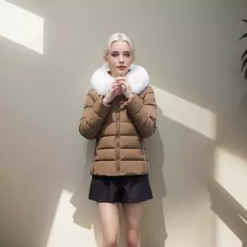Одежда из хлопка, женская одежда, большой меховой воротник, зимняя новинка 2024 года, короткая, утолщенная, тонкая одежда из хлопка L розовый