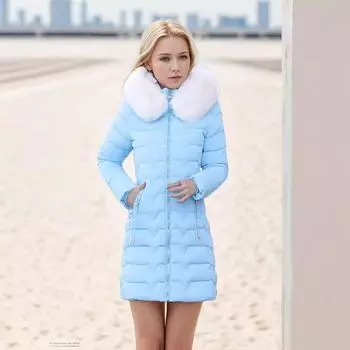 Одежда из хлопка, женская одежда, средняя и длинная, модная одежда высокого класса, зимняя куртка с большим меховым воротником и поясом L