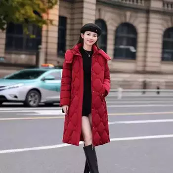 Одежда из хлопка, женская, средней длины, в ромбовидную клетку, с капюшоном, длинная, утолщенная, теплая, зимняя, новая, хлопковая одежда, куртка, холодная одежда L80-115j