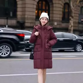 Одежда из хлопка, женская зимняя, средней длины, новая, с капюшоном, утолщенная, теплая, для девушек, хлопковое пальто, одежда для защиты от холода M90-115j