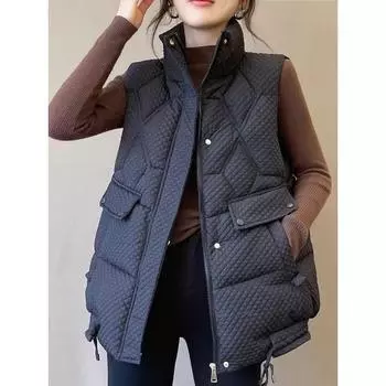 Одежда из хлопка, жилет женский свободный сто пагод, осень и зима новый дизайн, тонкий воротник-стойка, жилет, куртка, жилет M [Recommended 85-52.5 kg] белый