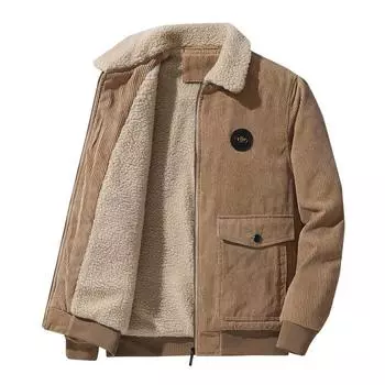 Одежда из овечьей шерсти и хлопка, мужская вельветовая куртка, утолщенная бархатная хлопковая одежда, куртка с лацканами, мужская куртка M хаки