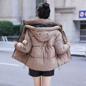 Одежда на пуху и хлопке для женщин 2024 года, новая зимняя утепленная с капюшоном, модная универсальная, теплая, в иностранном стиле, тонкие, короткие модели L