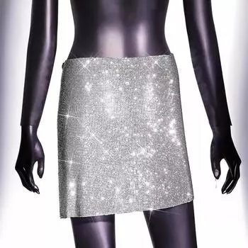 Одежда новая eba сексуальная юбка со стразами XS серебряный