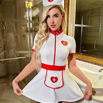 Одежда новое сексуальное нижнее белье медсестра соблазнение пижама страсть костюм горячая кровать маленькая грудь униформа осень и зима S